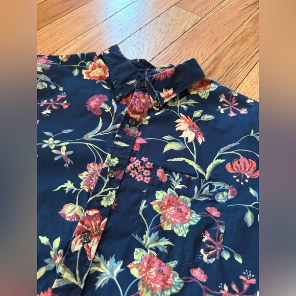 Denim & Supply Ralph Lauren Hawaiian Shirt Floral Short Sleeve Navy Blue Men’s L - Picture 4 of 11